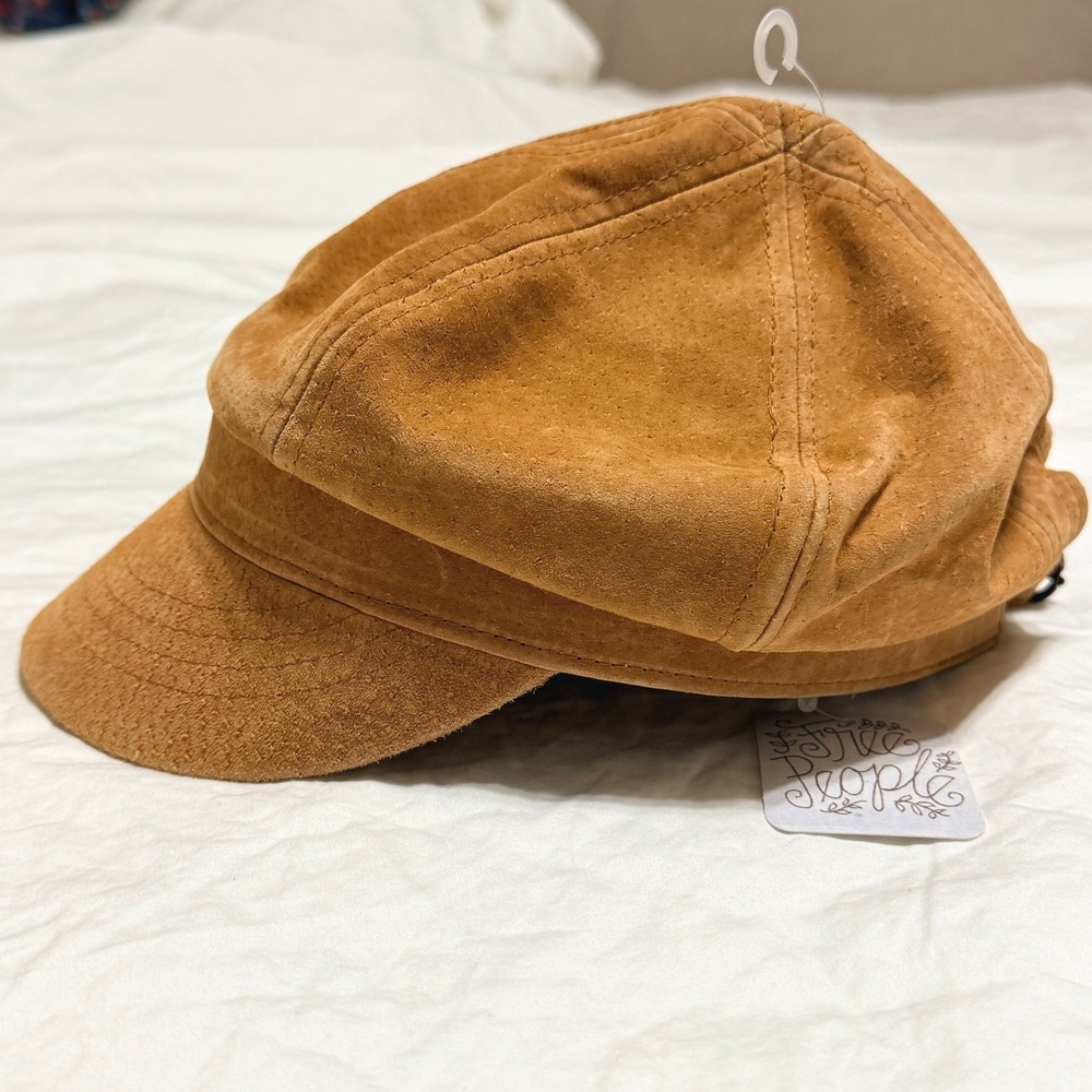 Free People Suede Newsboy Cap in Caramel Brown